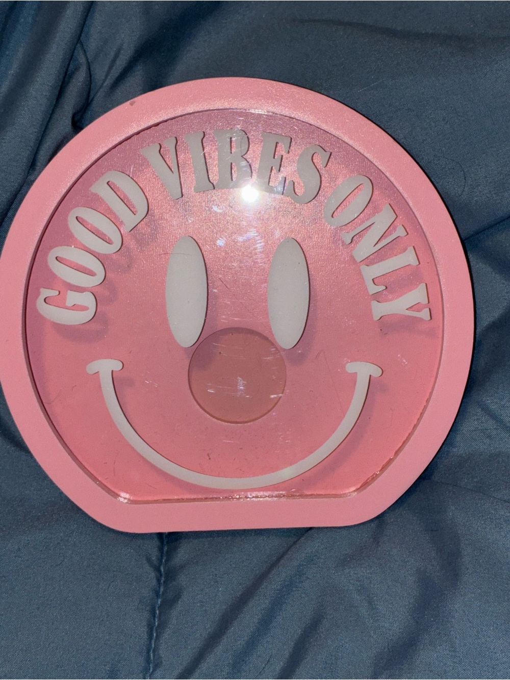 Good Vibes Only Pink Smiley Face bank